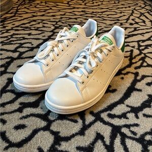 Adidas White and Green Stan Smith Sneakers